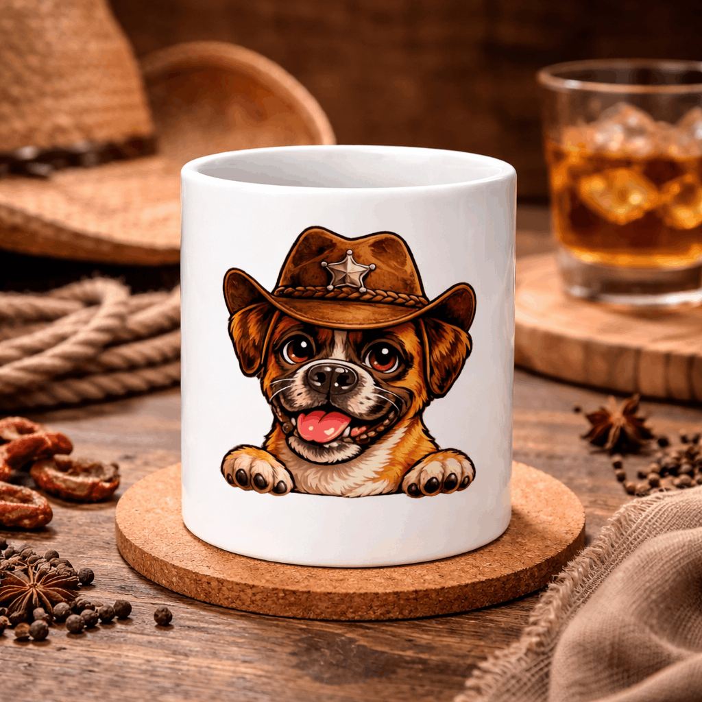 Cozy Boxer Dog Mug – White