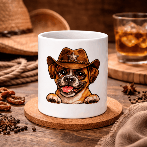 Cozy Boxer Dog Mug – White