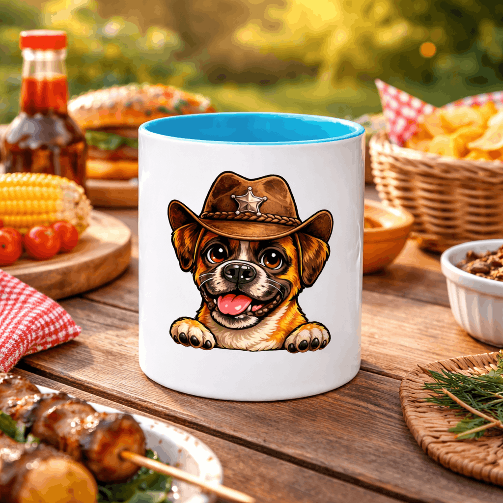 Boxer dog blue accent Mug 11 oz in the kitchen