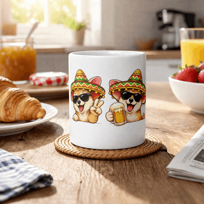 Funny dog white Mug 11 oz in the kitchen