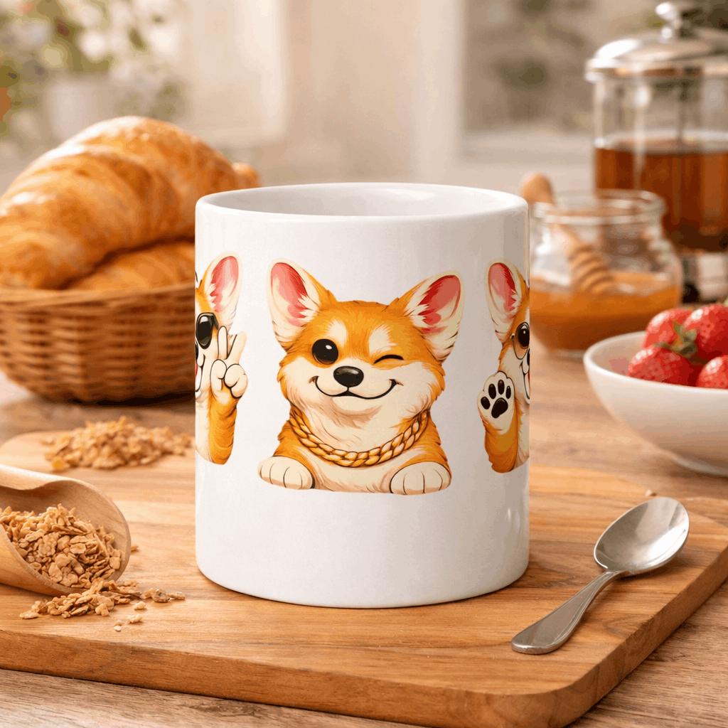 Corgi white mug 11 oz in the kitchen