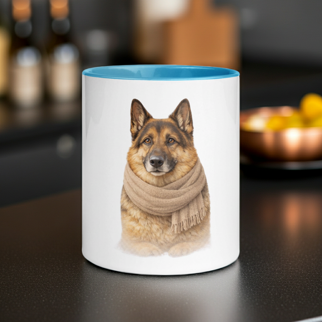 Cozy German Shepherd Accent Mug – Color Inside