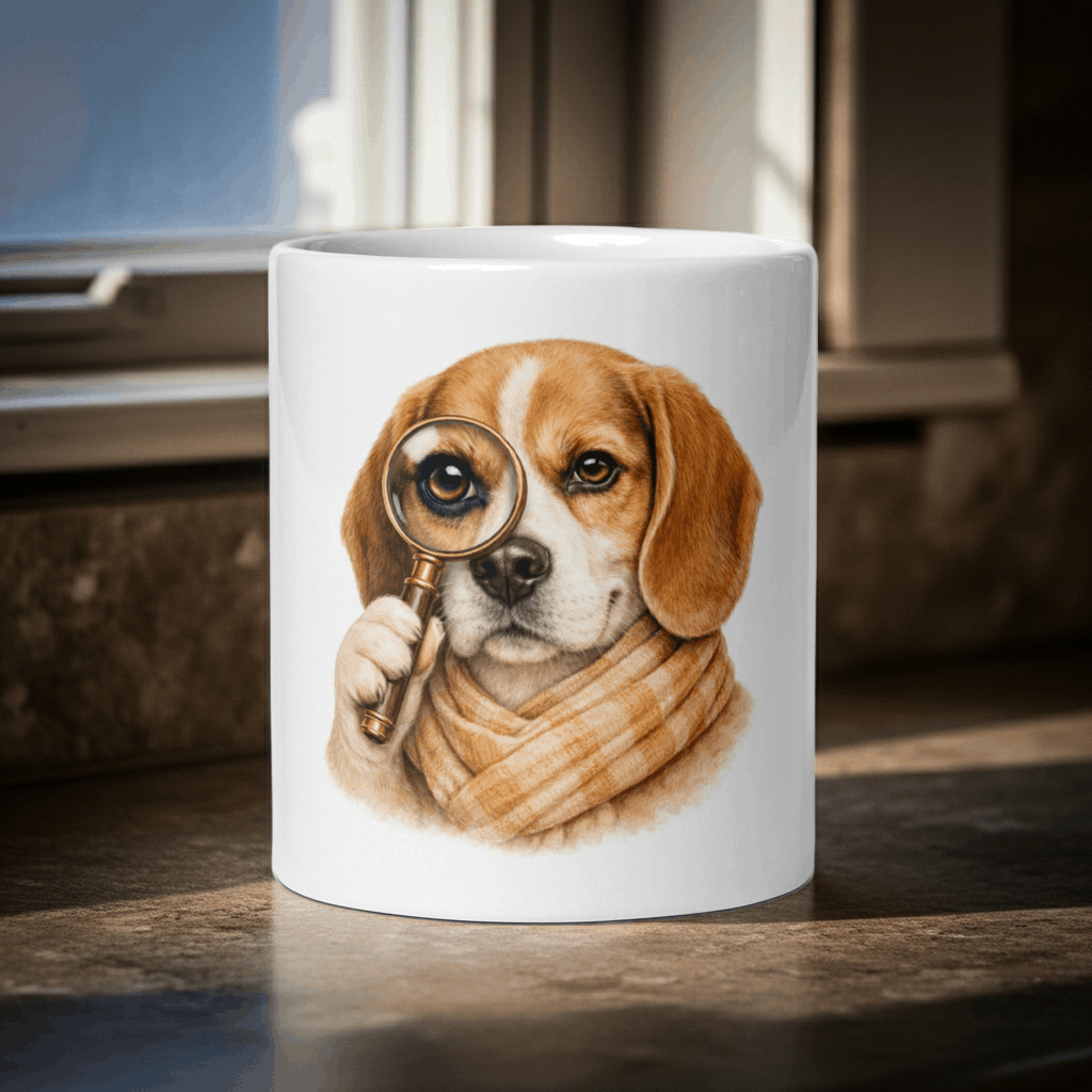 Cozy Beagle Mug – White Coffee Cup for Dog Lovers