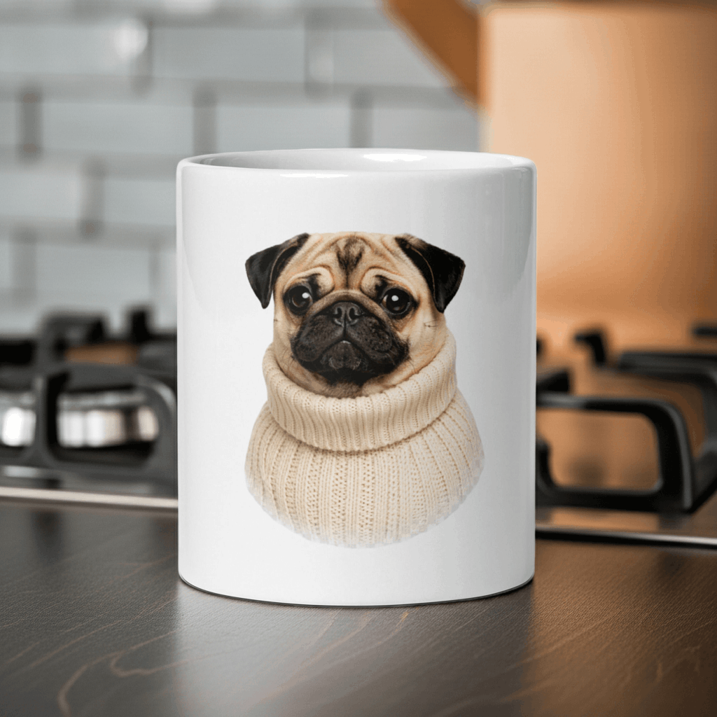 Cozy Pug Mug – White