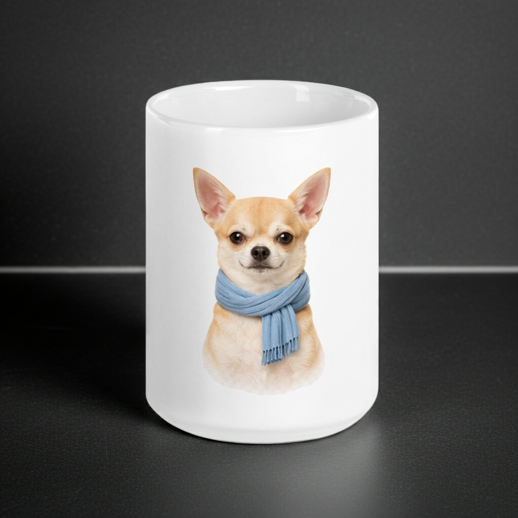 Cozy Chihuahua Mug – White Coffee Cup for Dog Lovers