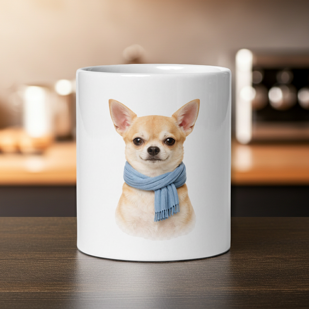 Cozy Chihuahua Mug – White Coffee Cup for Dog Lovers