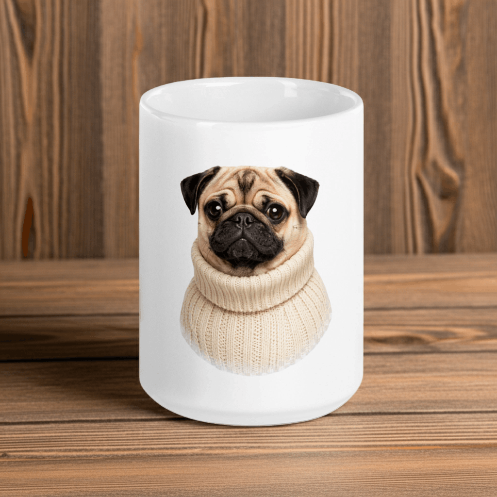 Cozy Pug Mug – White