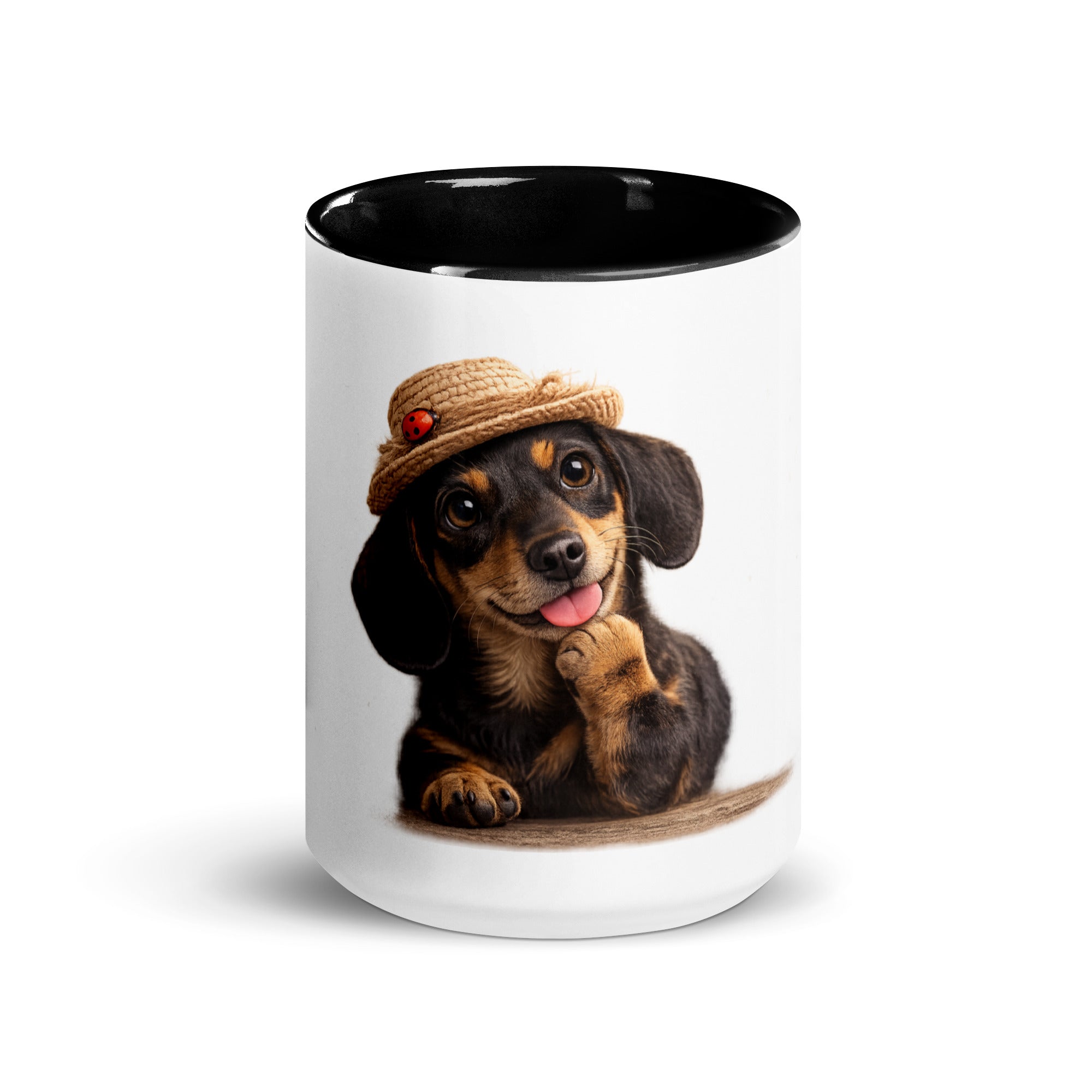 Dachshund black accent mug 15 oz