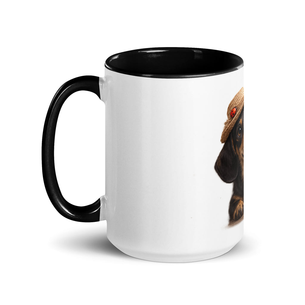 Dachshund black accent mug 15 oz left