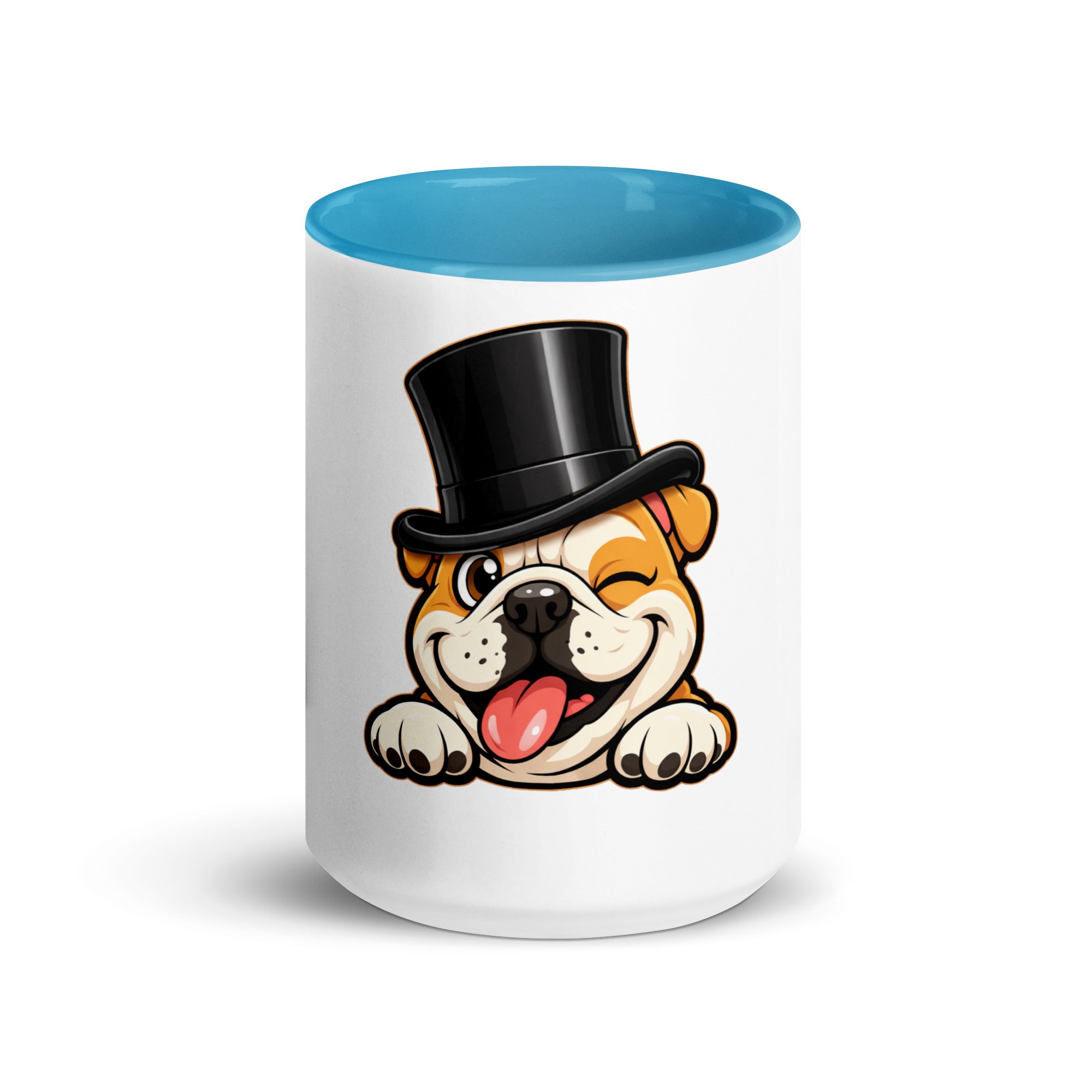 English Bulldog blue accent Mug 15 oz