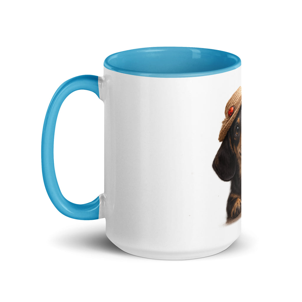 Dachshund blue accent mug 15 oz left