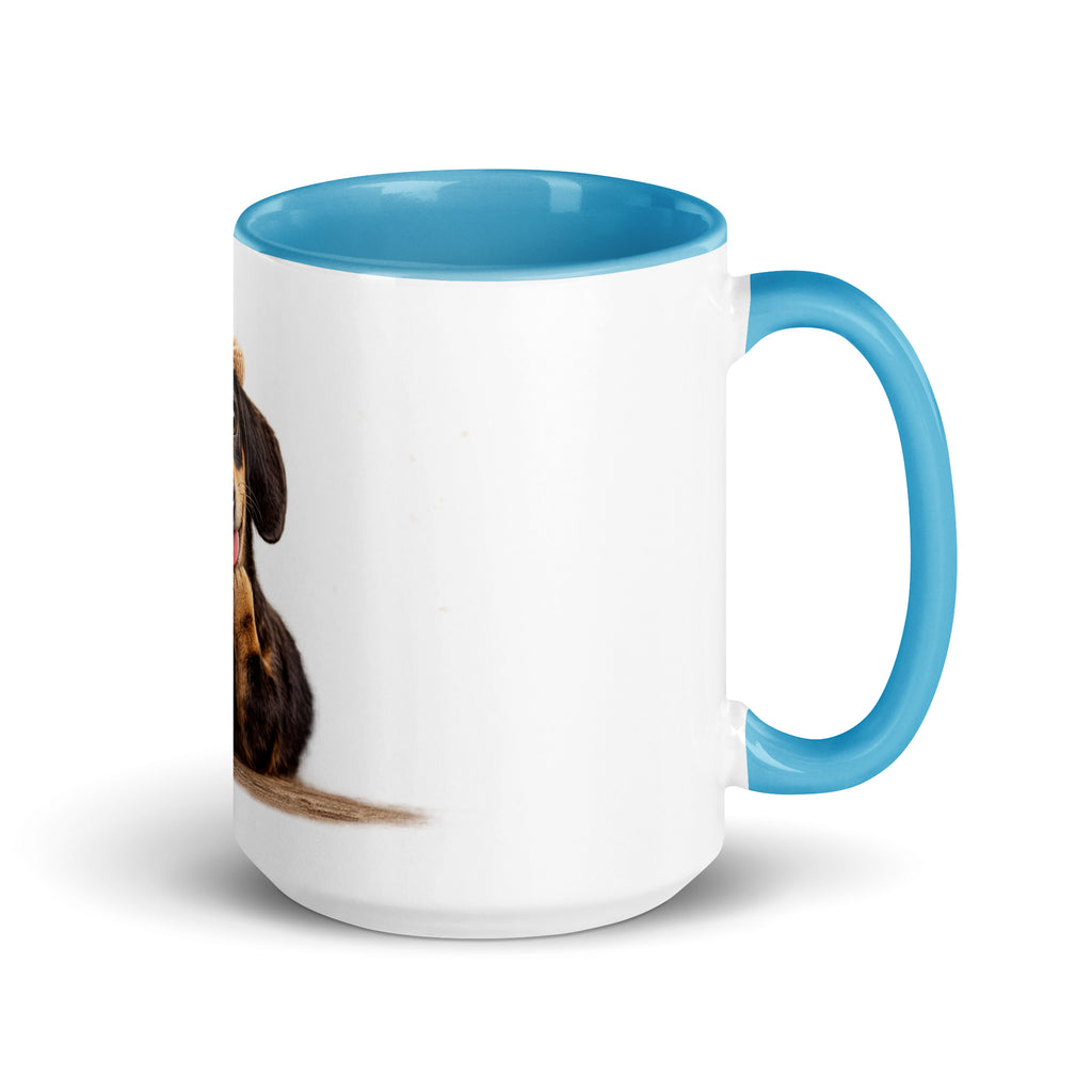 Dachshund blue accent mug 15 oz right