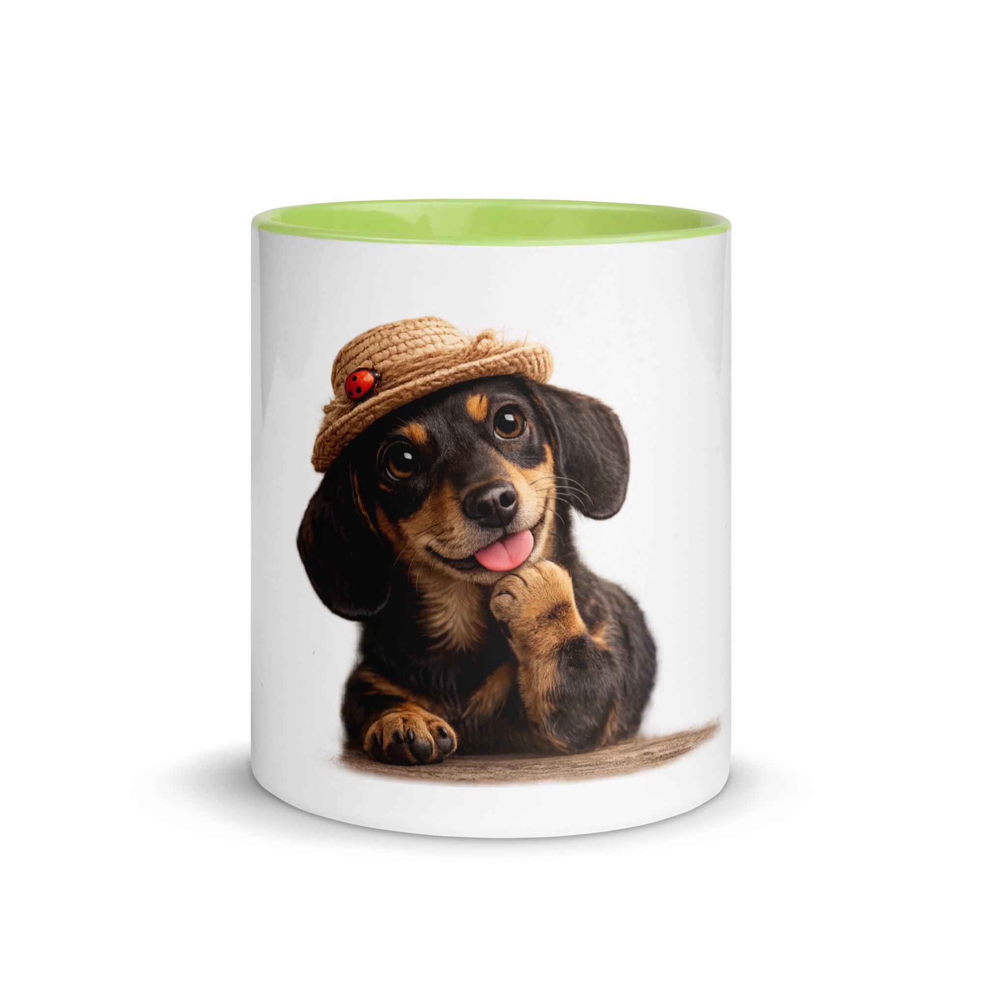 Dachshund green accent mug 15 oz