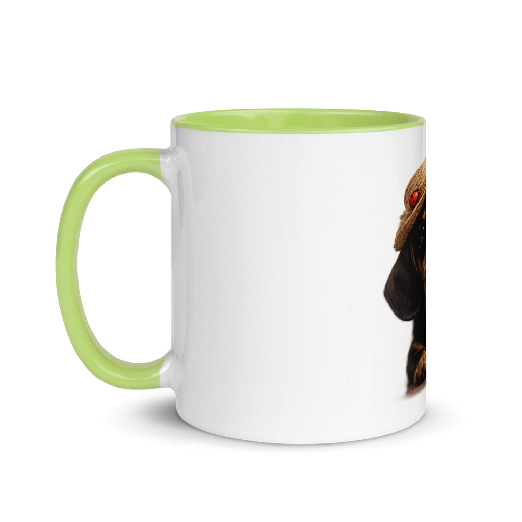 Dachshund green accent mug 15 oz left