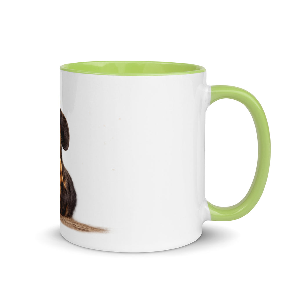 Dachshund green accent mug 15 oz right