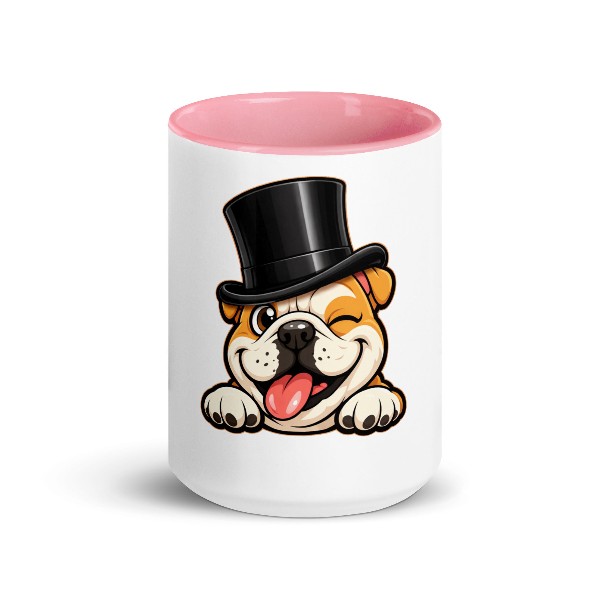 English Bulldog pink accent Mug 15 oz