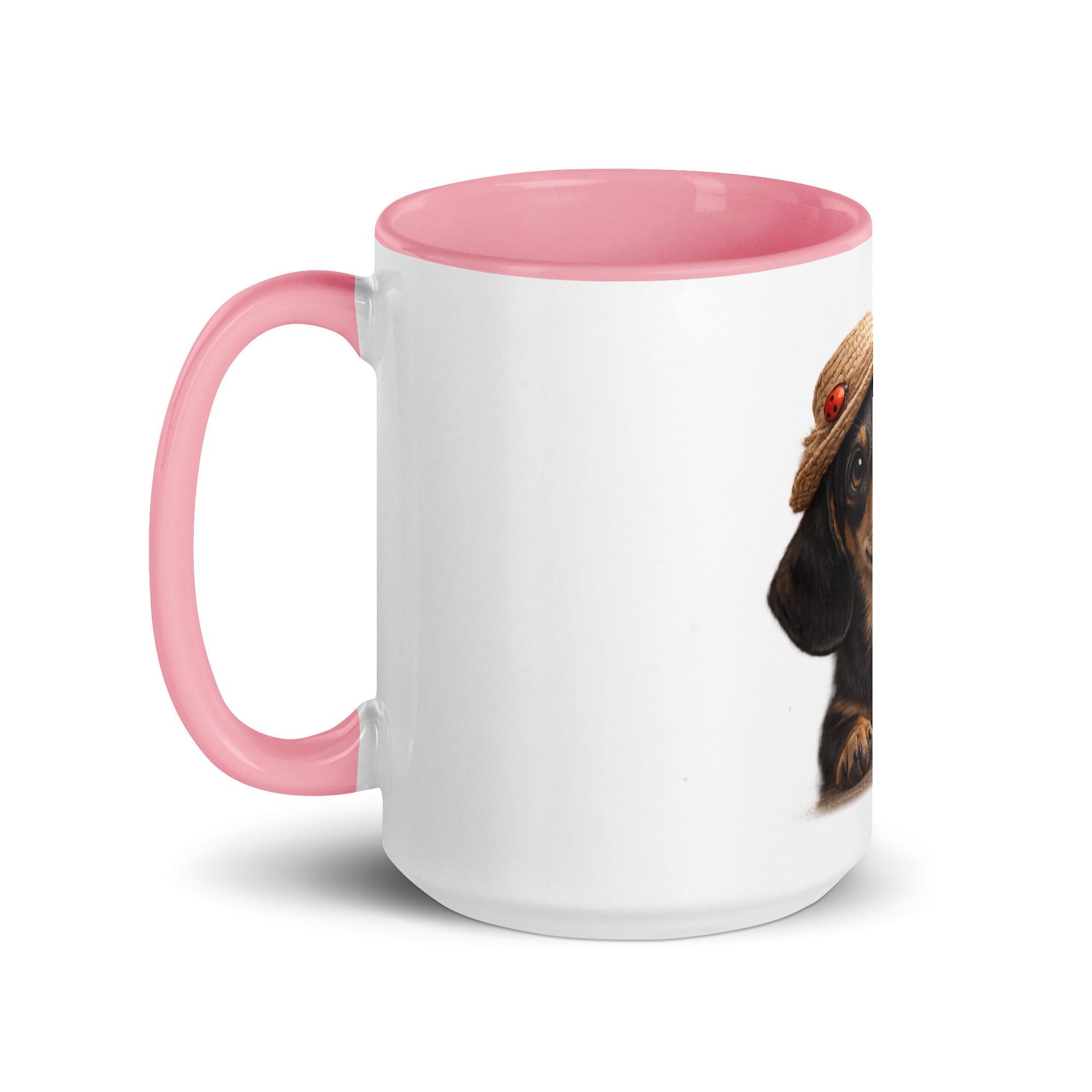 Dachshund pink accent mug 15 oz left