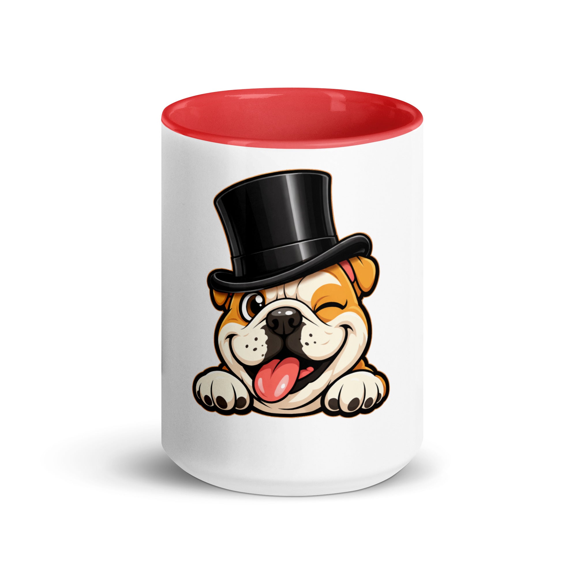 English Bulldog red accent Mug 15 oz
