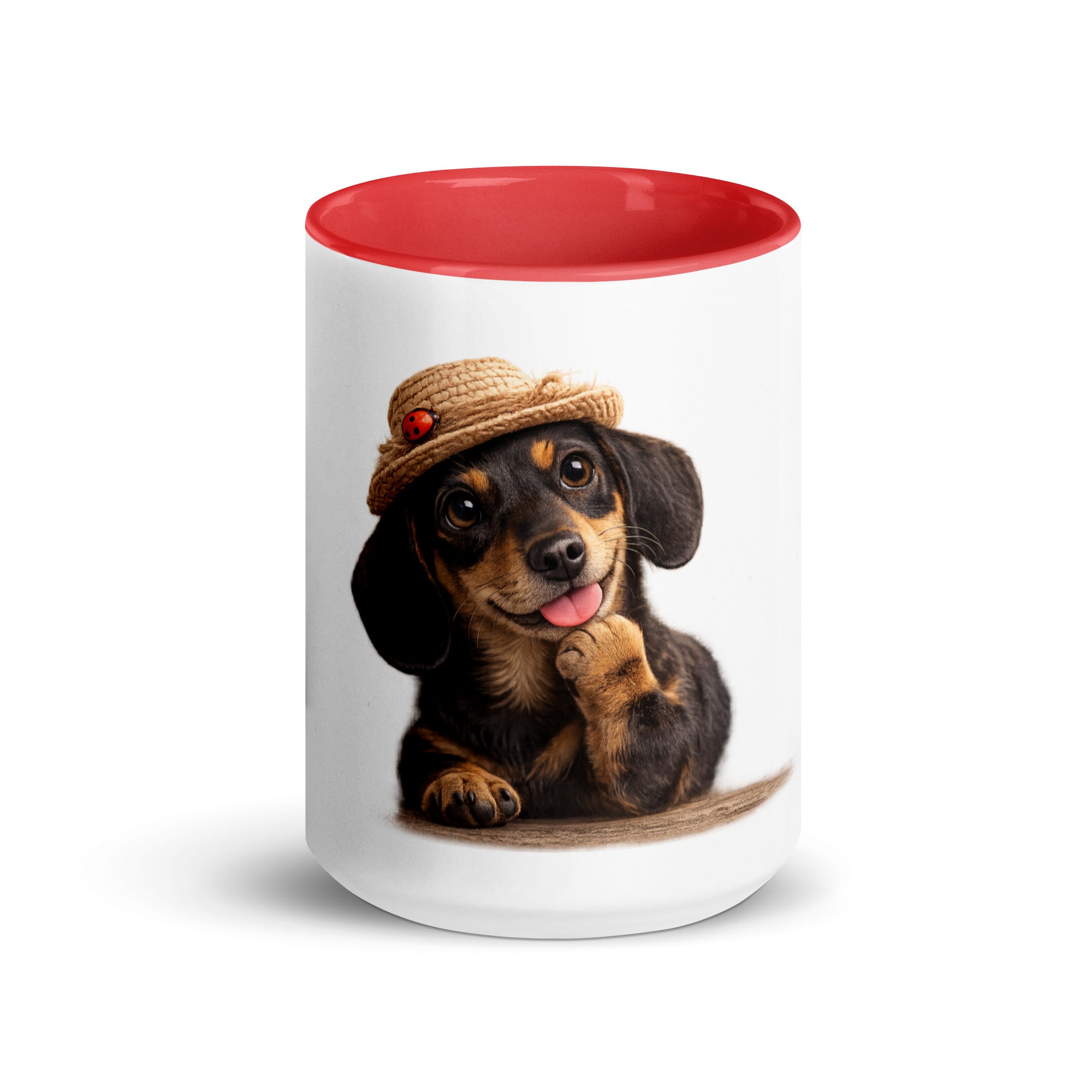 Dachshund red accent mug 15 oz