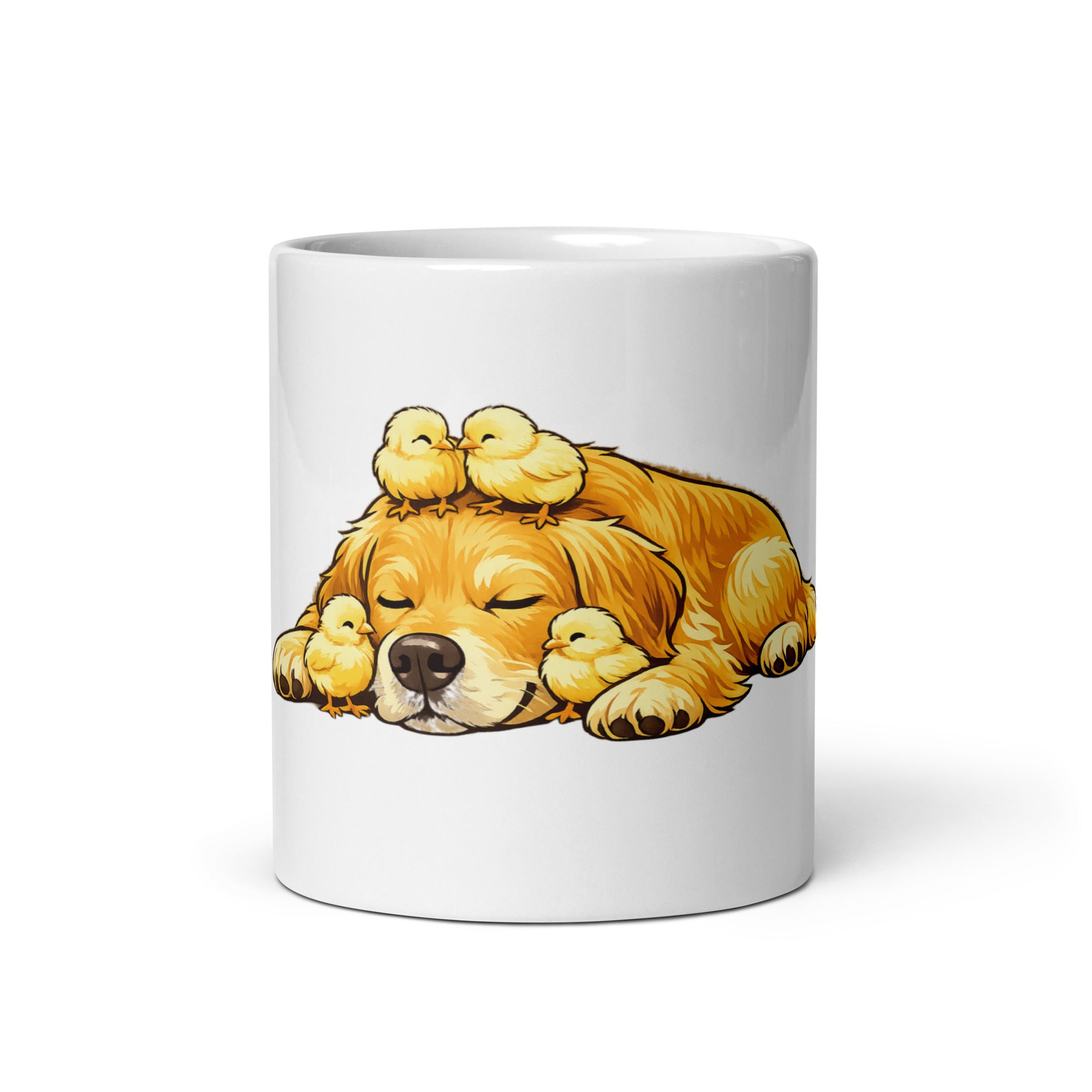 Cozy Golden Retriever white mug 11 oz