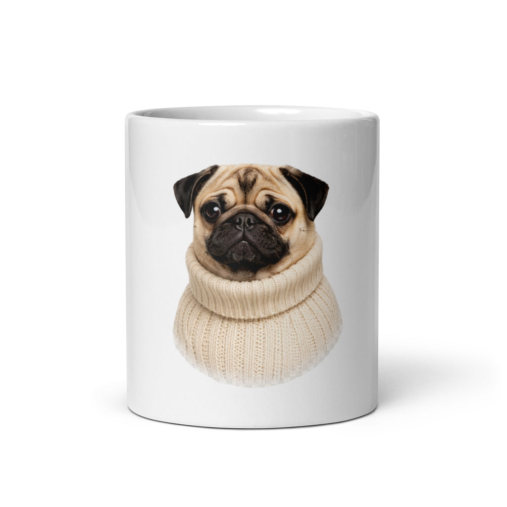 Cozy Pug white mug 11 oz